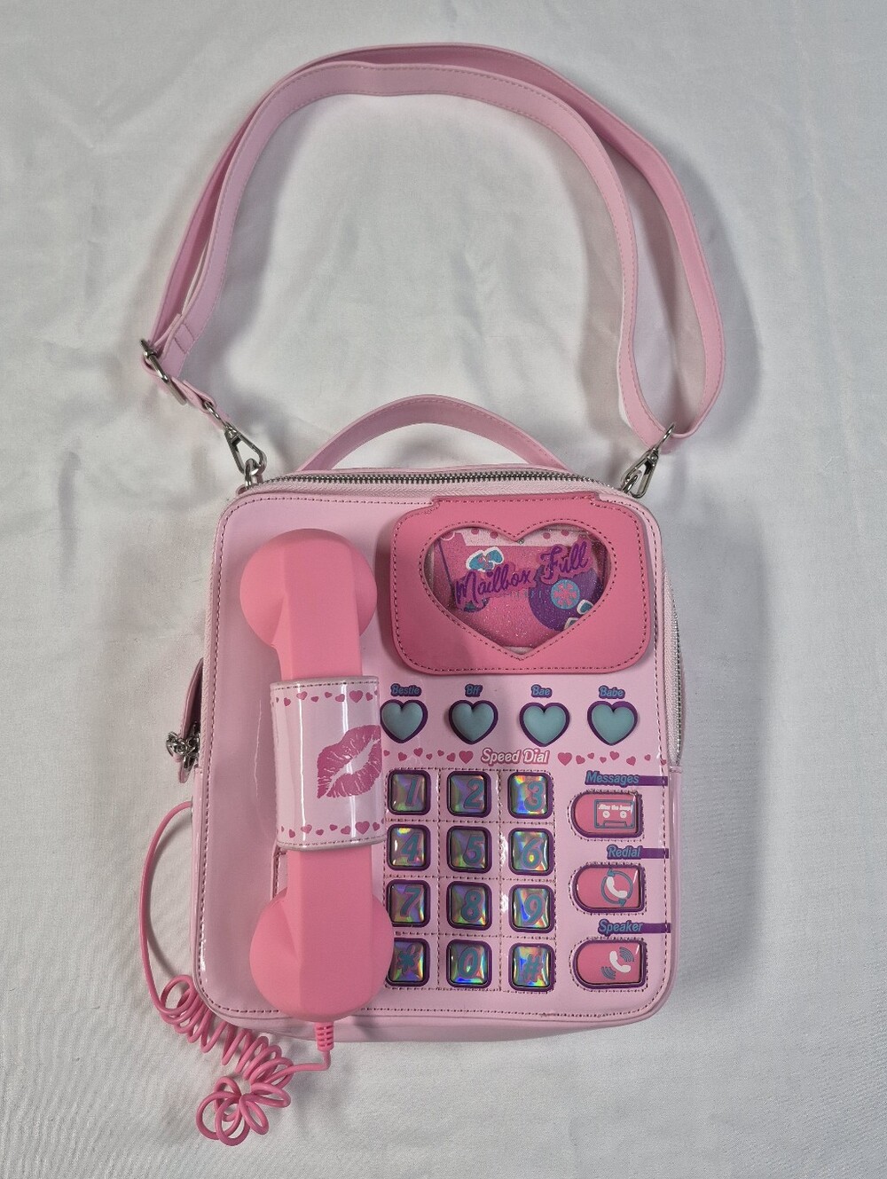 Sugar Thrillz Dolls Kill Love Line Retro Phone Crossbody Bag Pink Working - Picture 2 of 12